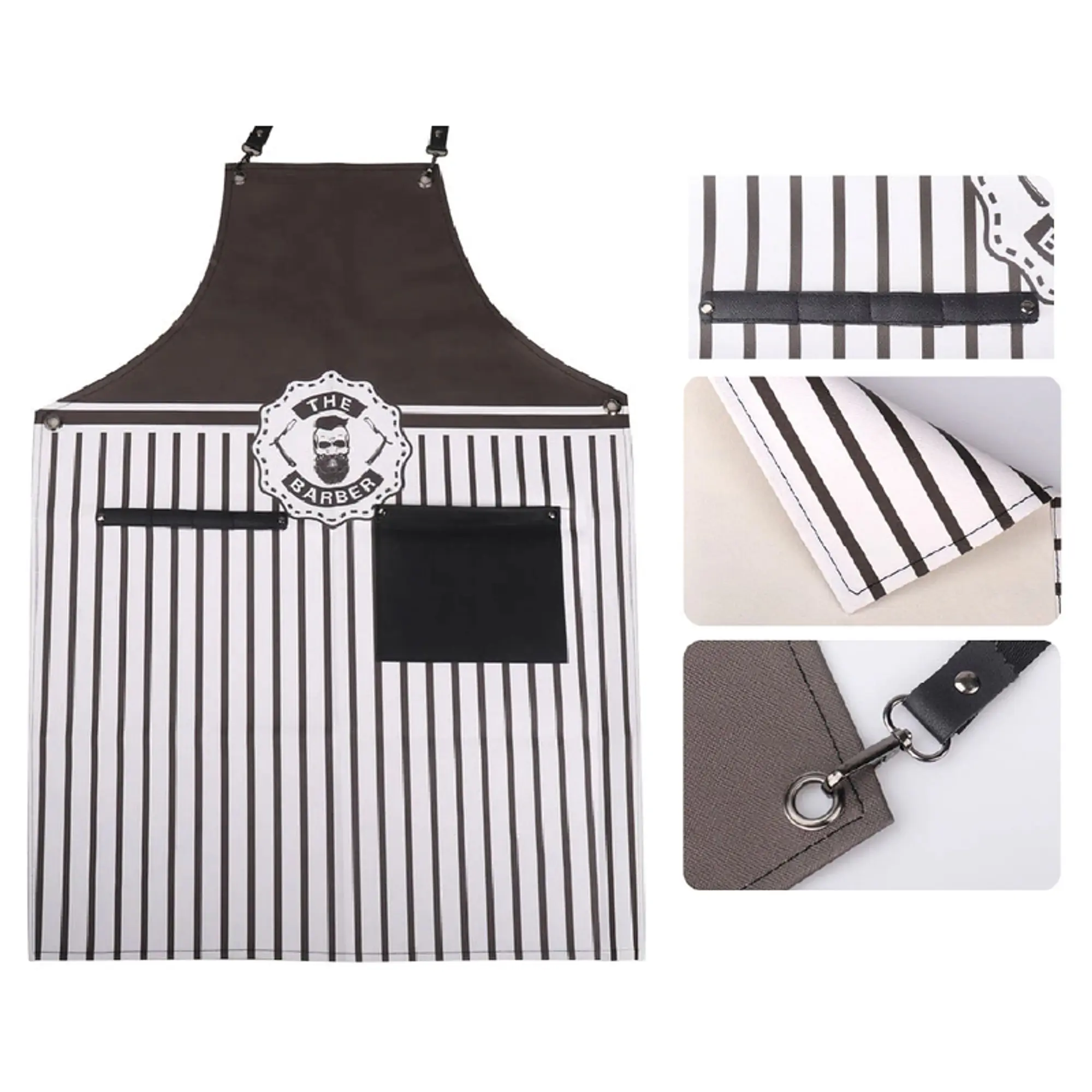 DELANTAL DE BARBERIA CAFE Y BLANCO - 717145 - Master