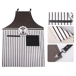 DELANTAL DE BARBERIA CAFE Y BLANCO - 717145 - Master