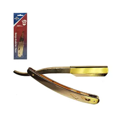 NAVAJA DE ACERO DORADO P/BARBERIA - 393562 primary image