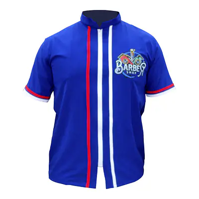 BATAS DE BARBERO NEGRAS, BLANCAS Y AZULES CON DIFERENTES DISEÑOS talla L primary image