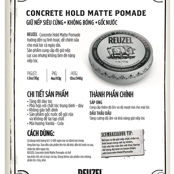 Concrete Hold Matte Pomade 3.38oz 95g - Master