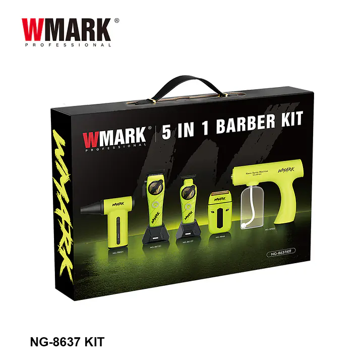 Wmark 5 in 1 Barber Kit modelo NG-8637KIT Verde Neon - Master