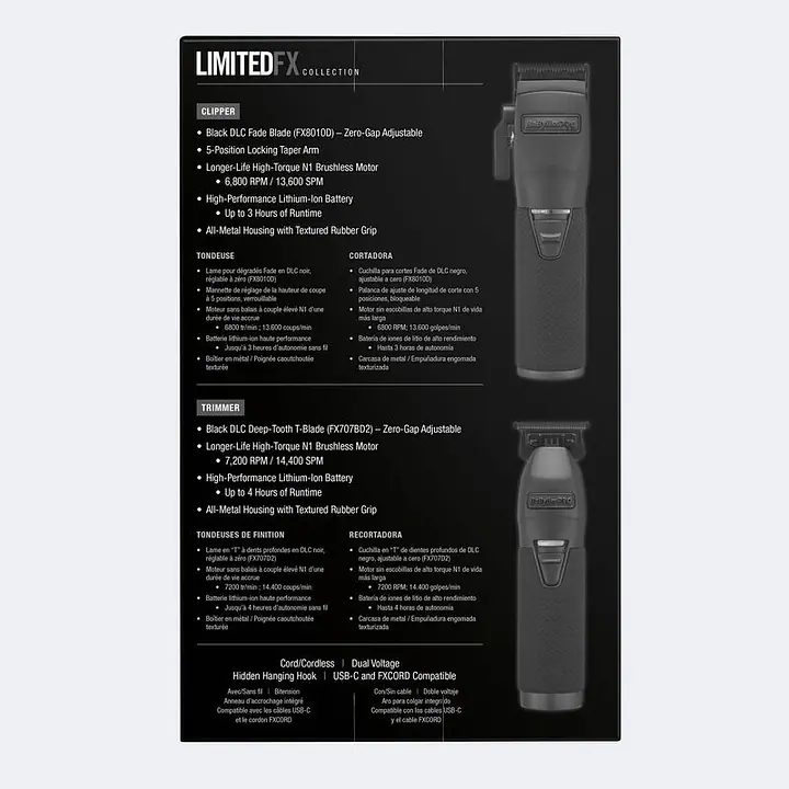 PRE PACK LIMITED FX TRIMMER Y CLIPPER BLACK MATTE MODEL FXCTMBPK - Master