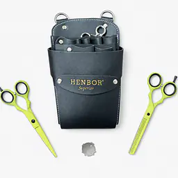 ESTUCHE PORTA TIJERAS NEGRO, CON TIJERA DE CORTE 6" Y ENTRE SACAR 6" VERDE - Master