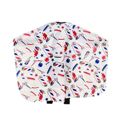 CAPA DE BARBERIA BLANCA ESTAMPADO ROJO Y AZUL - 717115 primary image