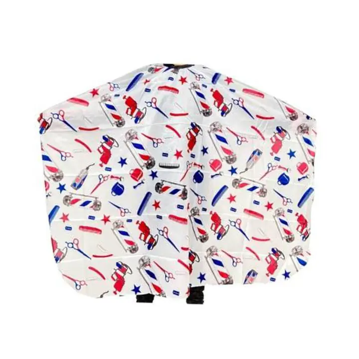 CAPA DE BARBERIA BLANCA ESTAMPADO ROJO Y AZUL - 717115 - Master