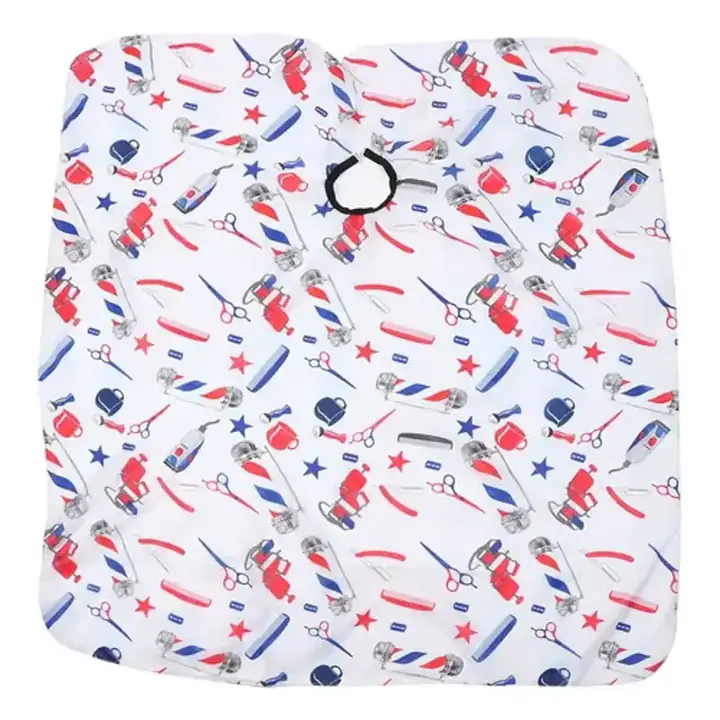 CAPA DE BARBERIA BLANCA ESTAMPADO ROJO Y AZUL - 717115 - Master
