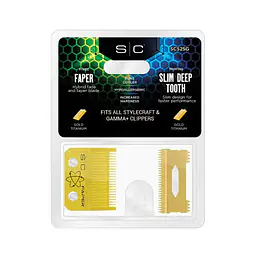 SET - FIXED GOLD TITANIUM FAPER HAIR CLIPPER BLADE WITH MOVING SLIM DEEP CUTTER SET - Master