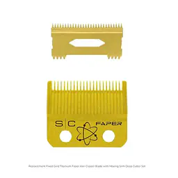 SET - FIXED GOLD TITANIUM FAPER HAIR CLIPPER BLADE WITH MOVING SLIM DEEP CUTTER SET - Master